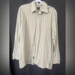 Ike Behar Men's Cream Striped Button Down Shirt